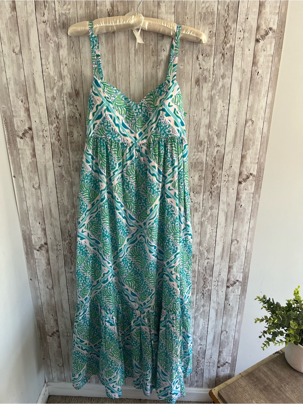 Lilly Pulitzer Heidi Cotton Maxi Dress NEW Resort Tropical Green White 10